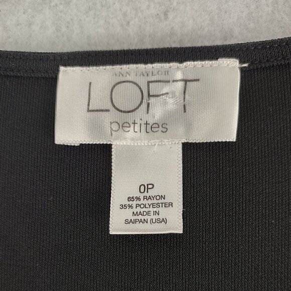 Ann Taylor Loft Women's Black Faux Wrap Surplice Neckline Midi Dress Size 0P - Picture 12 of 13